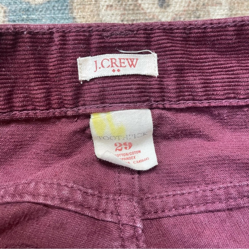 J Crew Corduroy Maroon Straight Leg Pants Women’s Size 29. S - Picture 5 of 7
